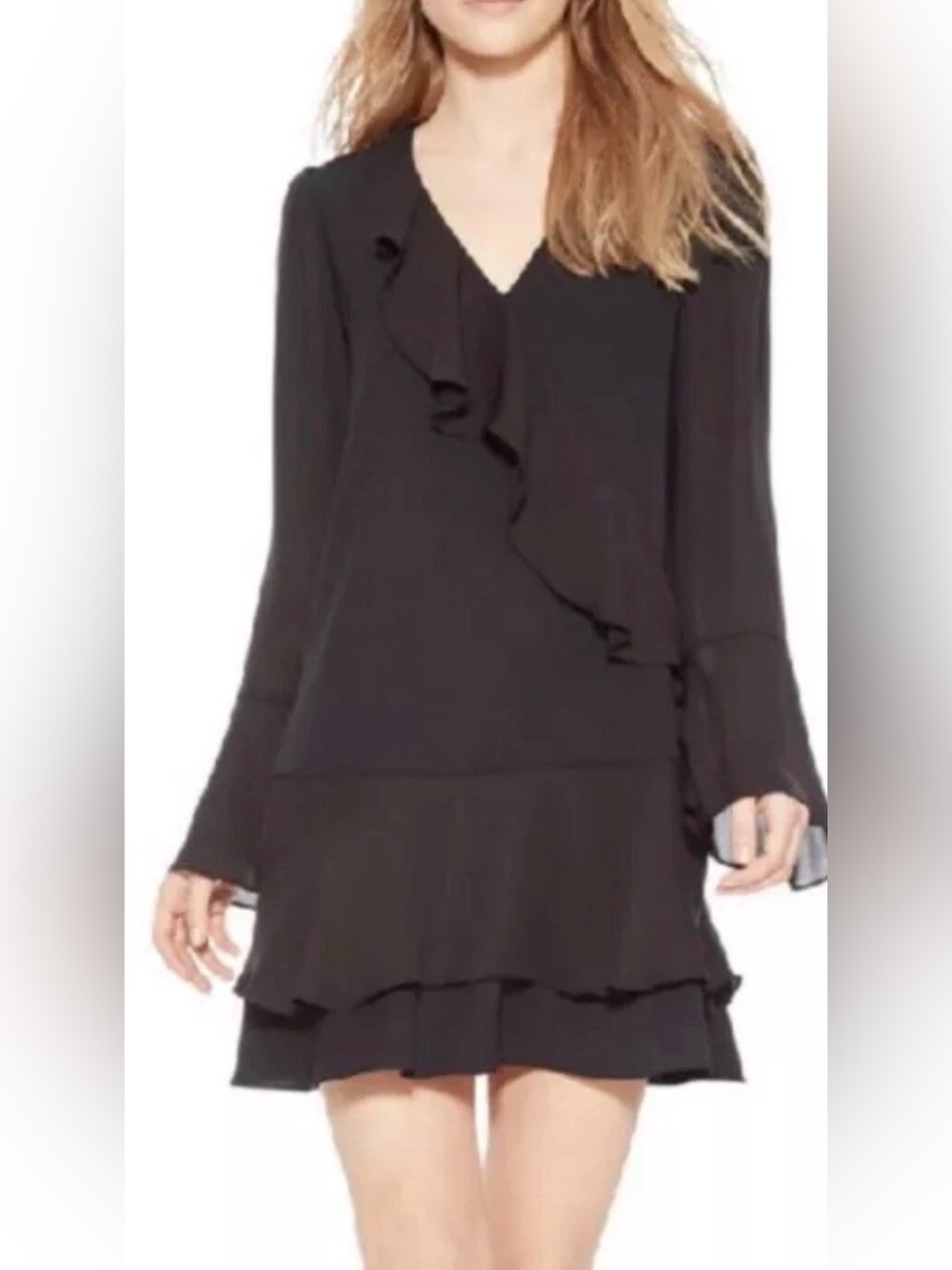 PARKER Alaska Black Ruffle Dress LBD Size 2